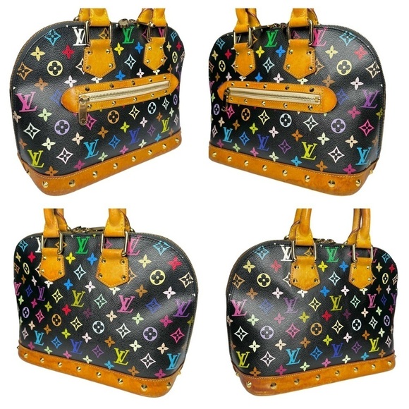 Authentic Louis Vuitton Black Multicolor Murakami Rainbow Alma PM Leather Bag - Picture 6 of 15